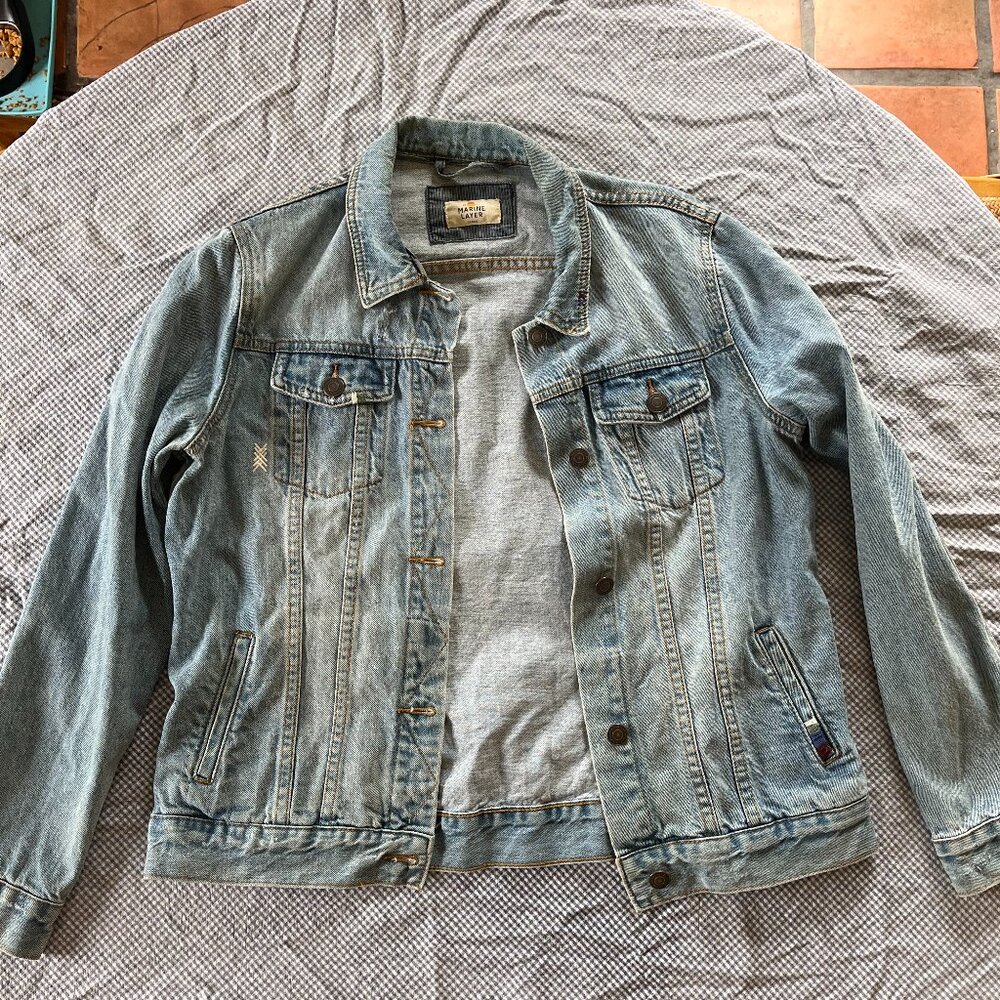 Marine Layer Blue Denim Jacket, Embroidered
